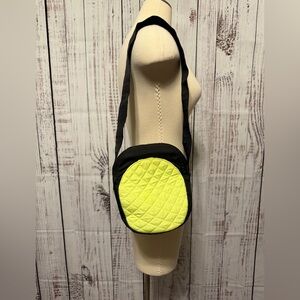 PINK Victoria's Secret Black and Neon Yellow Quilted‎ Crossbody Bag